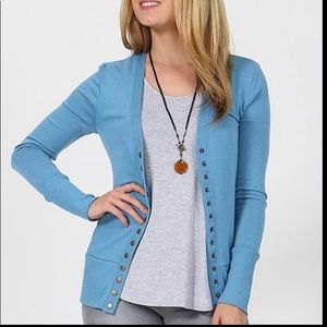 Comfortable, Office, Work, Ocean Blue Button Down V Neck Cardigan